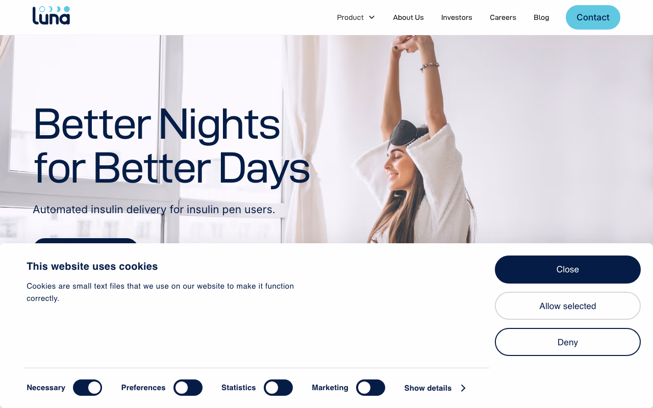 Luna Diabetes homepage