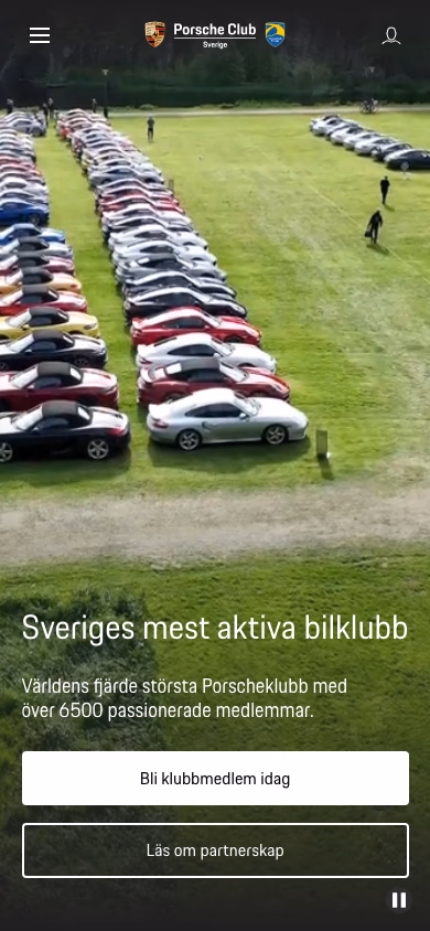Porsche Club mobile view